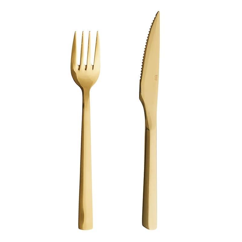 Aida Raw Steaksæt i Guldfarve - 8 Dele til Middagen