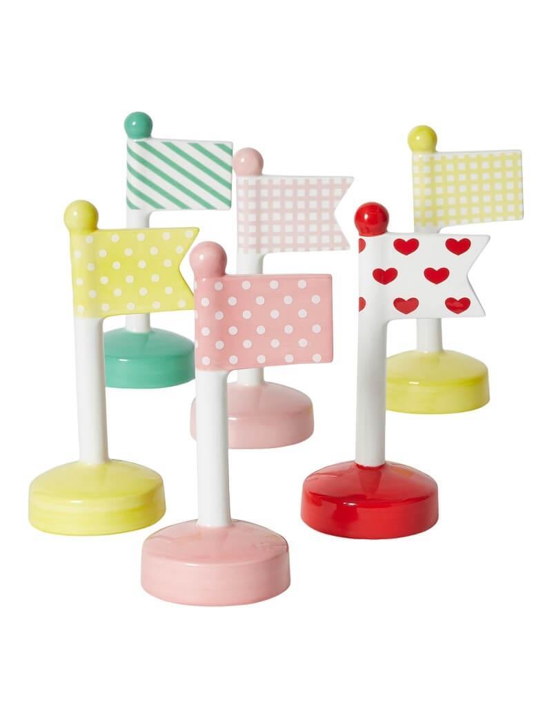 Da 39 Core Flag 13 Cm Mønstret Keramik 6 Forskellige Mix Farver