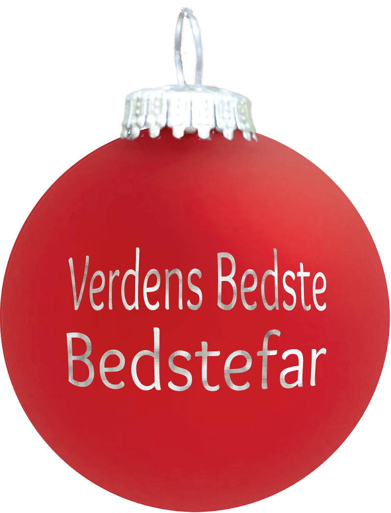 Julekugle Mat Rød "Verdens Bedste Bedstefar" - Gaveidé!