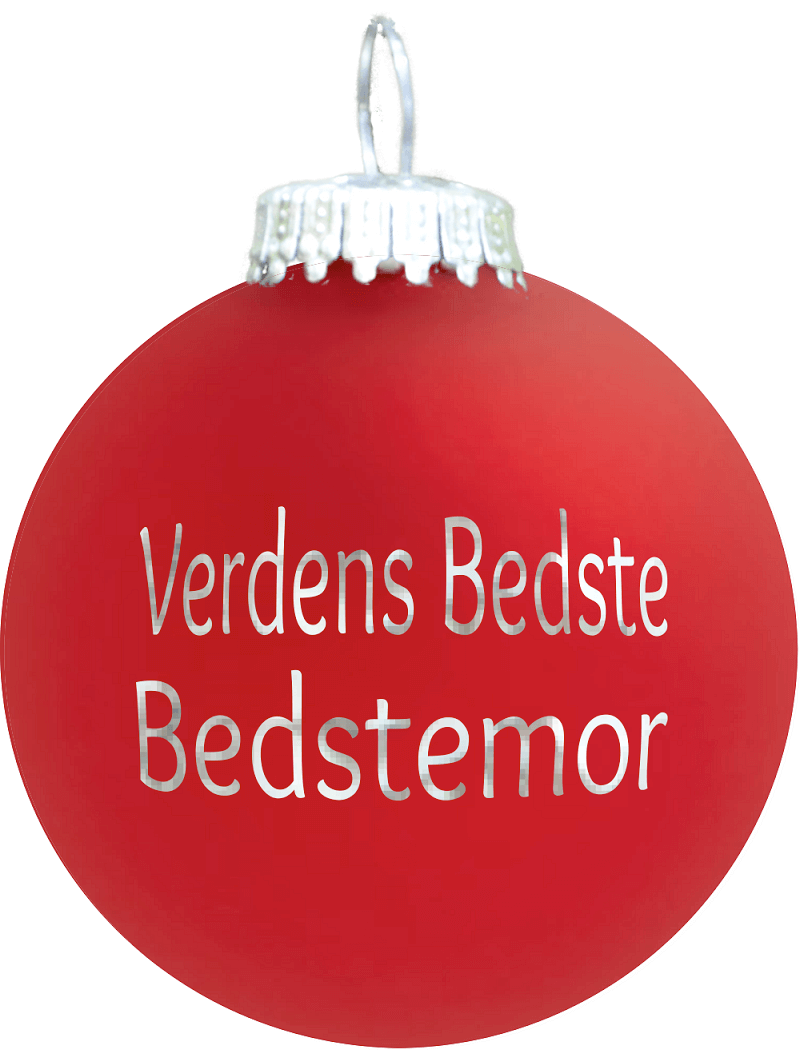 Julekugle Mat Rød med Sølvgravering "Verdens Bedste Bedstemor"