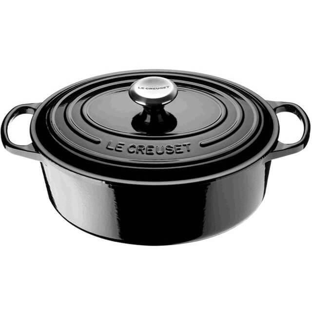 Le Creuset Oval Støbejernsgryde 27 cm - Blank Sort Kvalitet