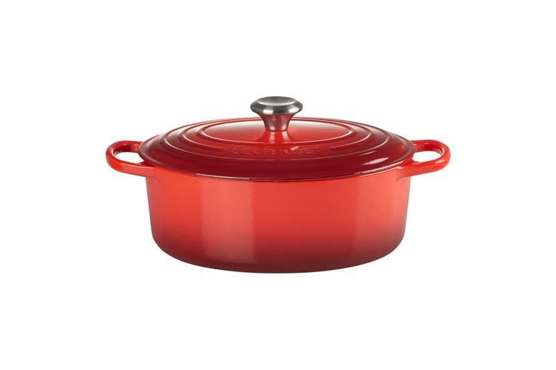 Le Creuset Oval Støbejernsgryde i Cerise - 27 cm