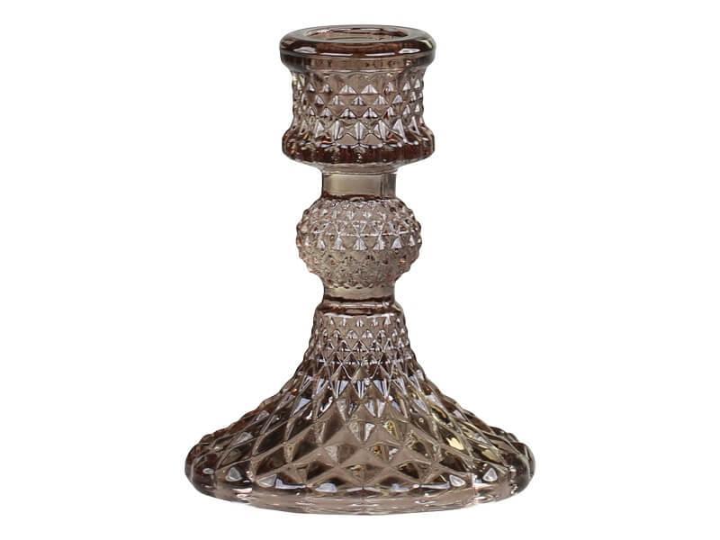 Lysestage M  Diamantudskæring Mocca H  10 Cm