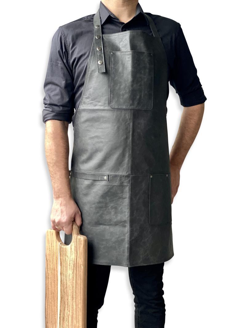 Vintage Sort Læderforklæde med Lomme fra Stuff Design