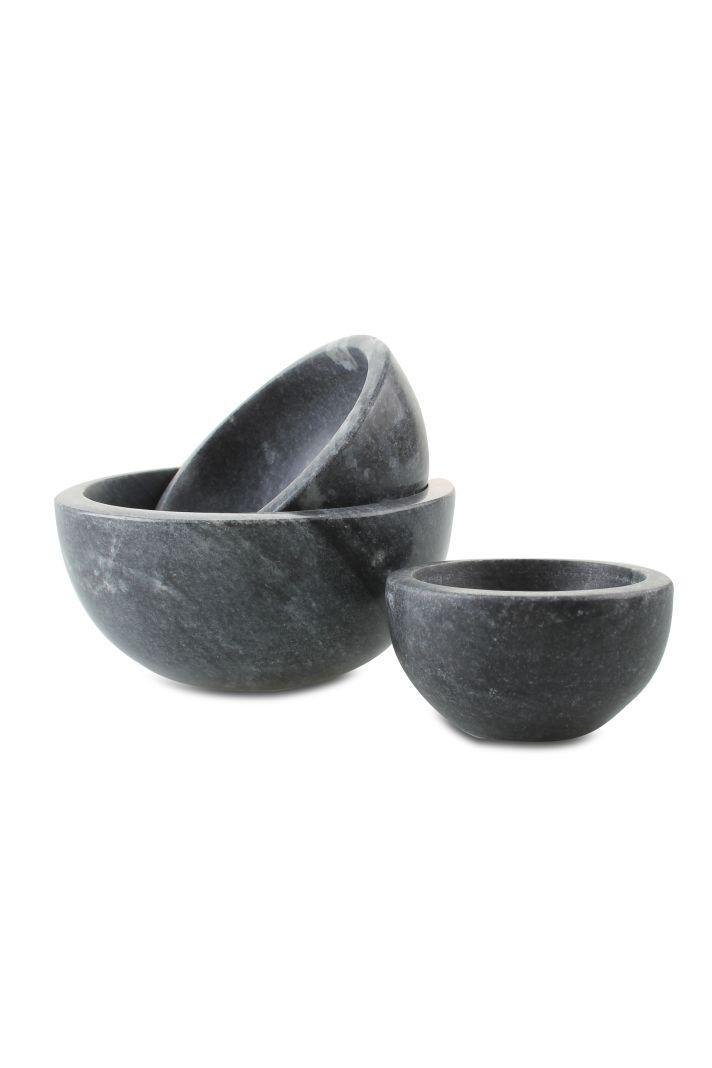 Elegant Skålsæt i Marmor - 3 Stk. Sort Servering