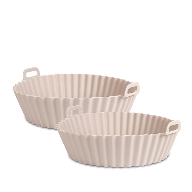 Airfryer Silikoneforme 2 Stk - Rund Lys Grå