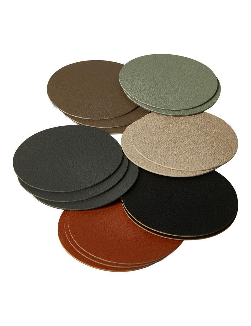 Bordskåner Pu Læder Vendbar  6 Stk  ø10 Cm Flere Farver