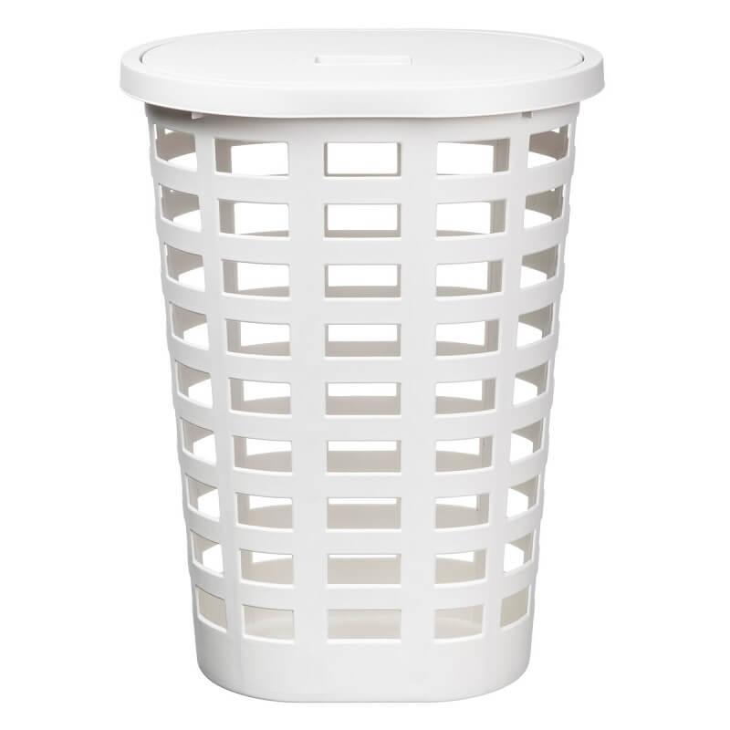 Boston Oval Vasketøjskurv i Hvid med Låg - Stilfuld Opbevaring