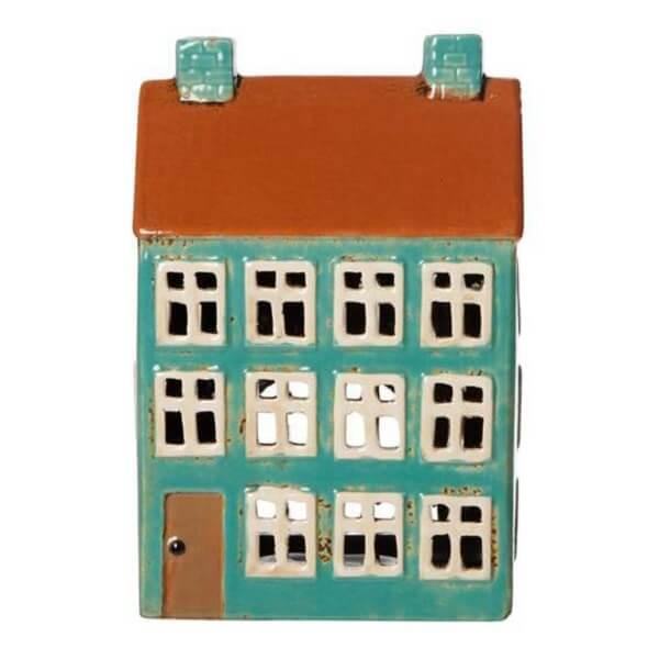 Det Gamle Apotek Keramikhus Til Fyrfadslys Tyrkis