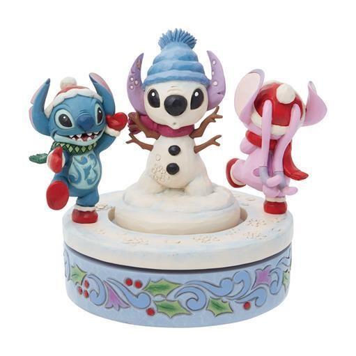 Disney Stitch & Angel med Snemand Drejelig Figurine 15 cm