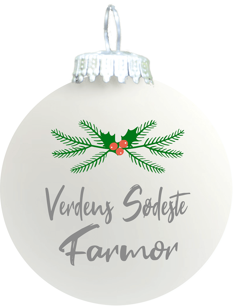 Julekugle Mat Hvid "Verdens Sødest Farmor" til Jul