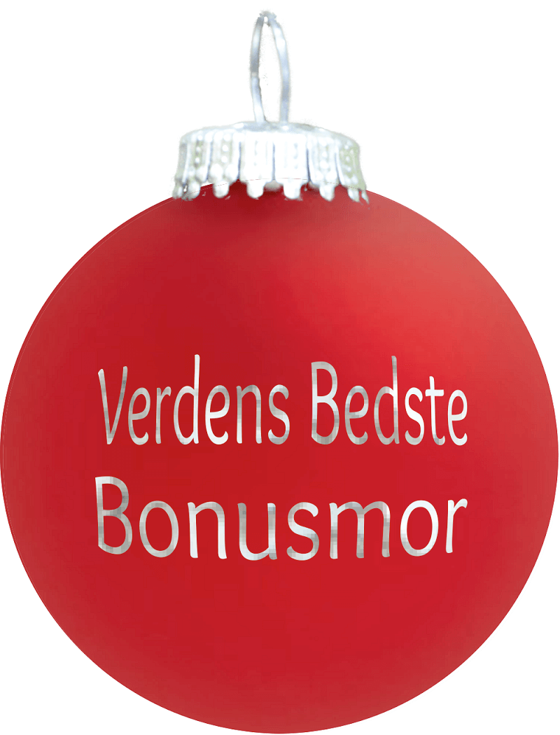 Julekugle Mat Rød med Sølvgravering - Bonusmor Gave