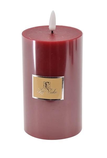 La Vida LED Bloklys M. Statisk Flamme - Rød H12 cm