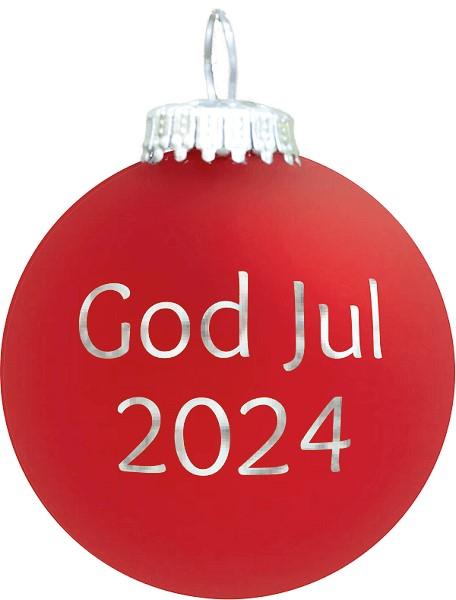 Mat Rød Julekugle "God Jul 2024" fra Rolsted Copenhagen