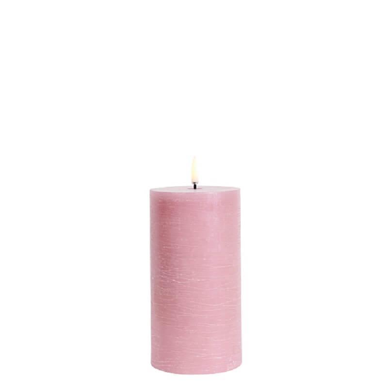 Uyuni Led Pillar Bloklys M 3d Flamme ø7 8x15 Cm Dusty Rose