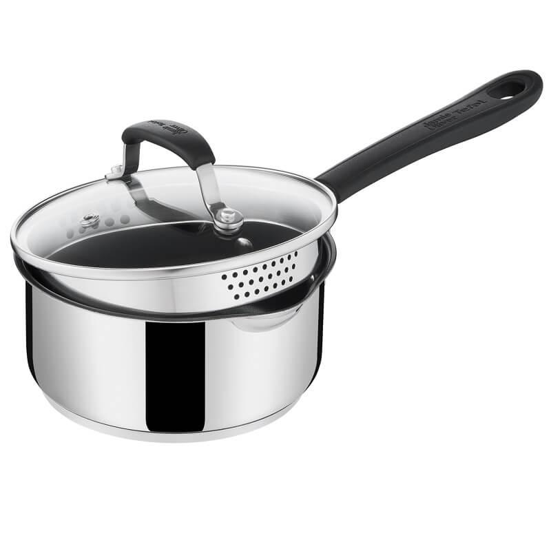 Tefal Jamie Oliver Quick   Easy Ss Kasserolle Med Glaslåg Og Indbygget Sigte ø16 Cm   1 4 Liter