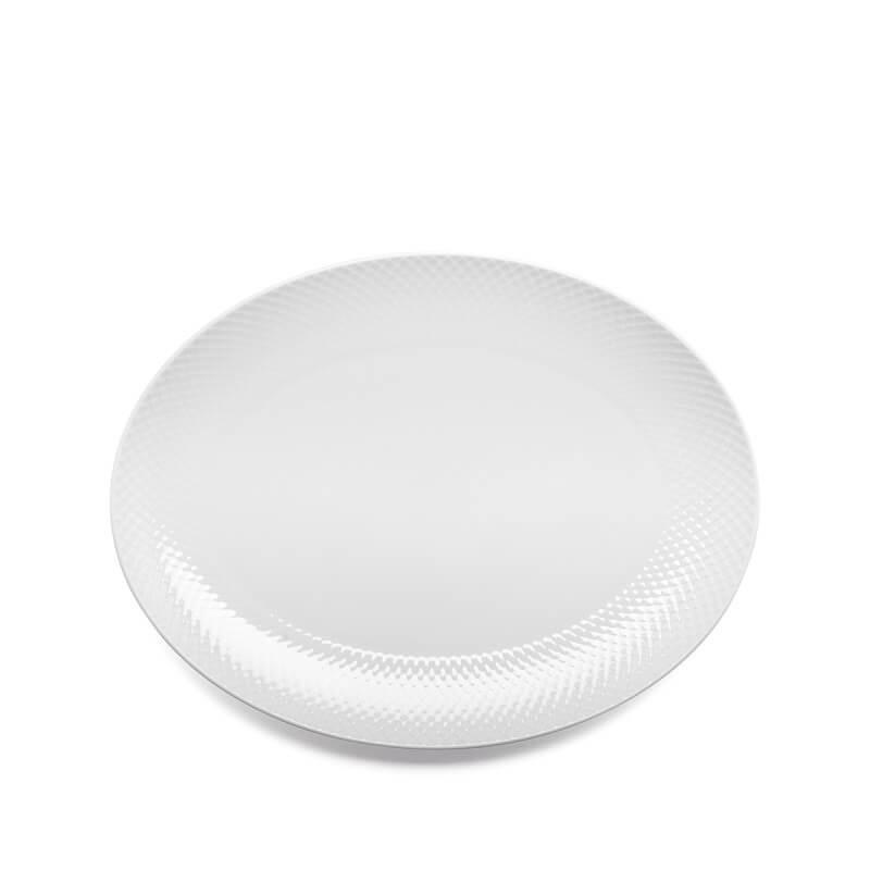 Lyngby Porcelæn Rhombe Ovalt Serveringsfad 35x26 5 Cm Hvid