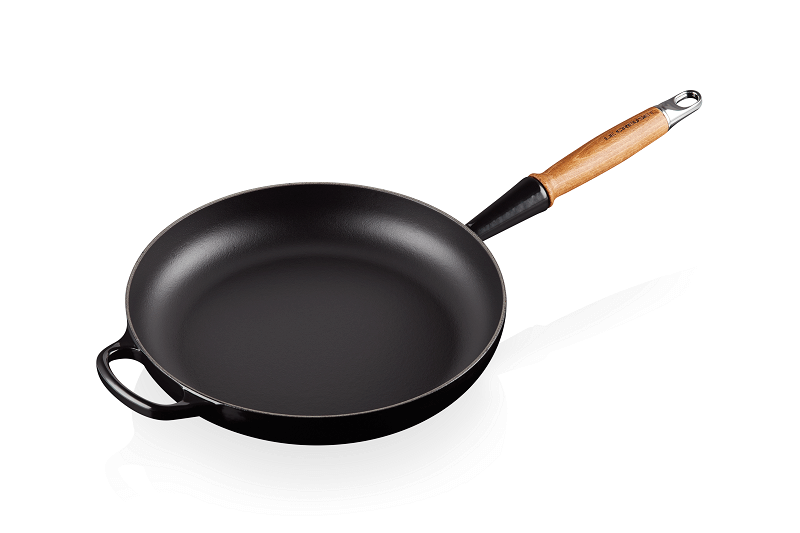 Le Creuset Stegepande M  Træhåndtag ø28 Cm Mat Black