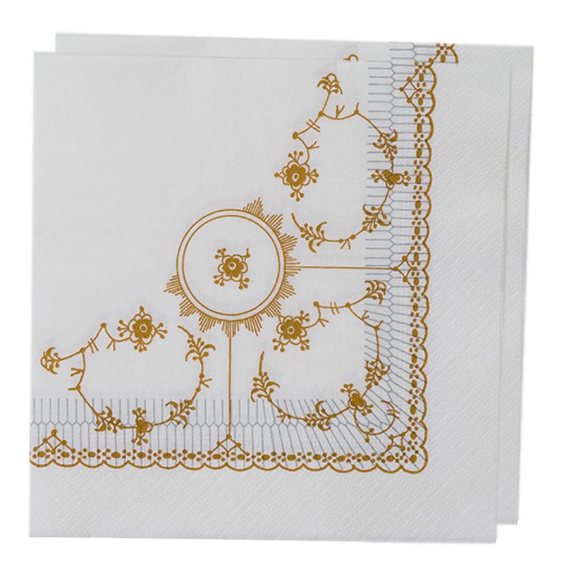 Musselmalet Servietter 20 Stk Guld