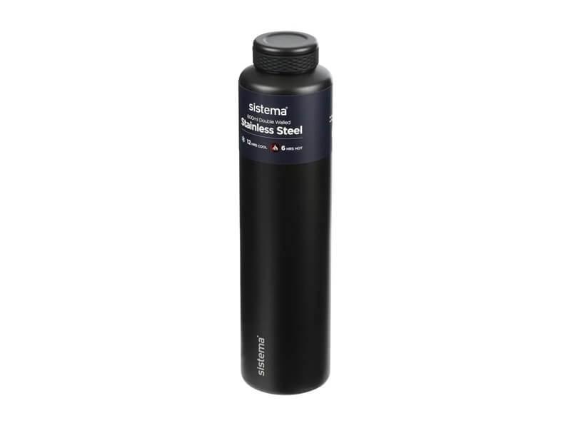 Sistema Stainless Steel Drikkeflaske 600 Ml Black