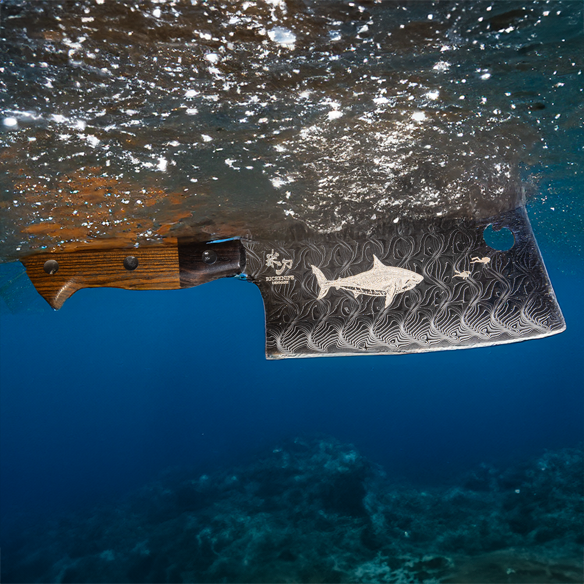 Be A Shark I Limited Edition Taktilt Damaskus Kødøkse Cleaver