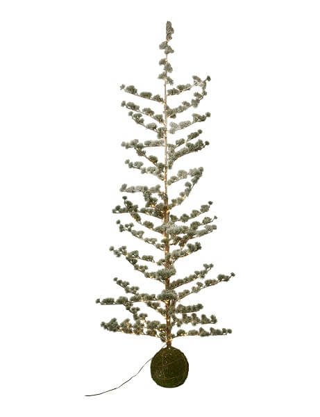 Cedertræ med Lyskæde og Sne - 170 cm Julestemning