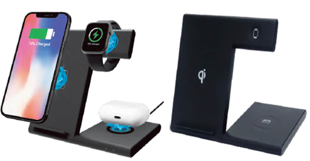 Condor Trådløs 3-i-1 Mobiloplader med USB-C Kabel