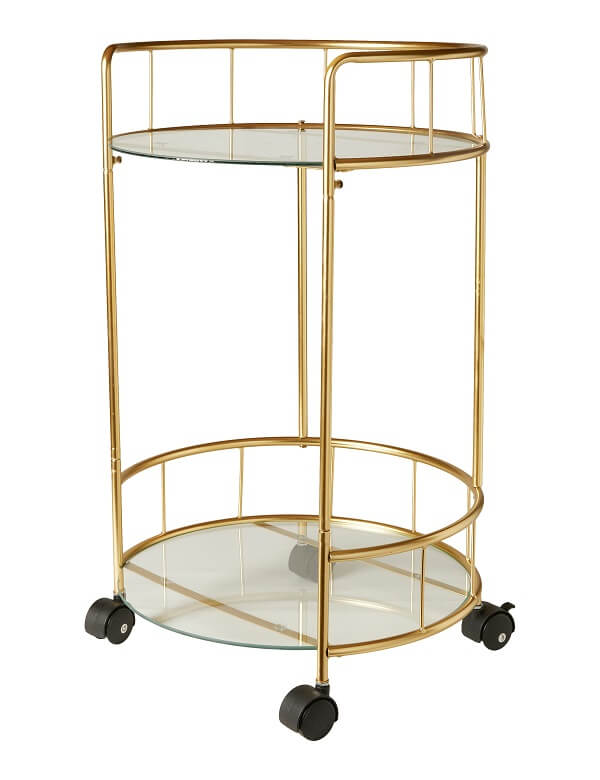 Guldfarvet Barbord med Glasplade - Perfekt til Fest!