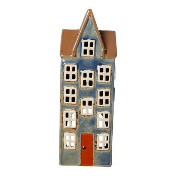 Det Gamle Apotek Keramikhus til Fyrfadslys - Blå 23 cm