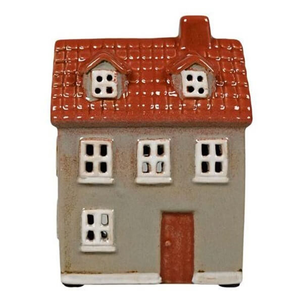 Det Gamle Apotek Fyrfadslys Keramikhus i Grå - Skab Hygge!