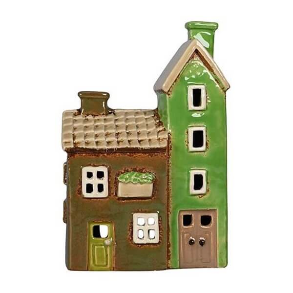 Det Gamle Apotek Fyrfadslys Keramikhus - Grøn Dekoration