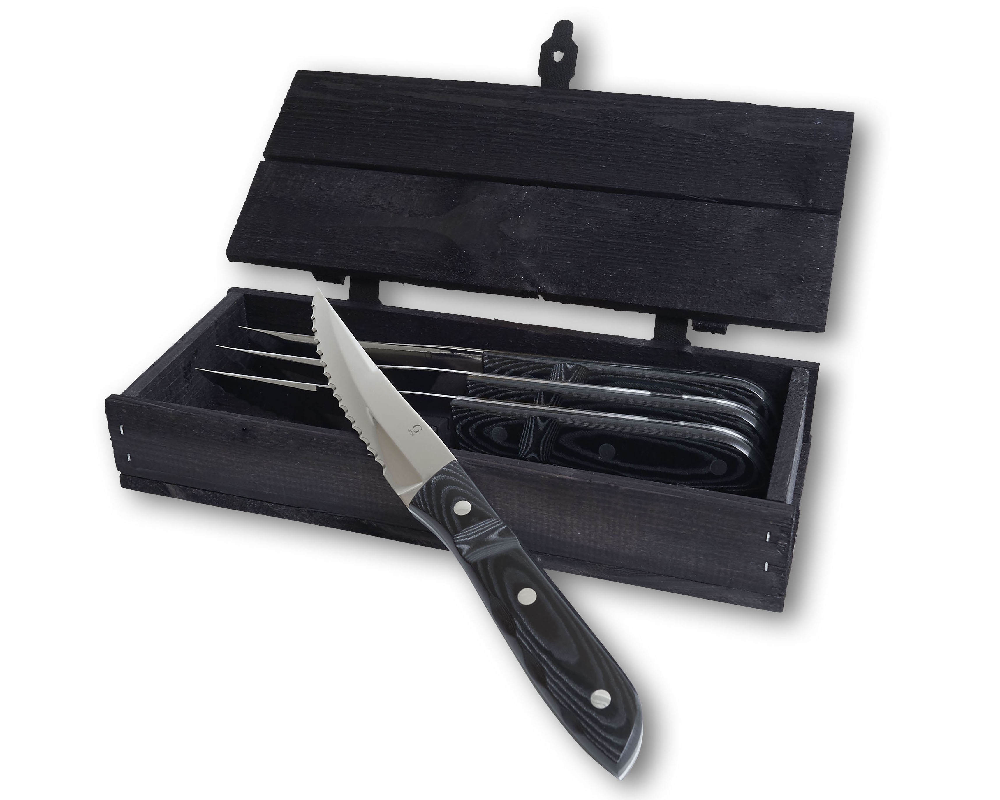 Old Farmer Black Steakkniv XL - 4 Stk i Sort Stål