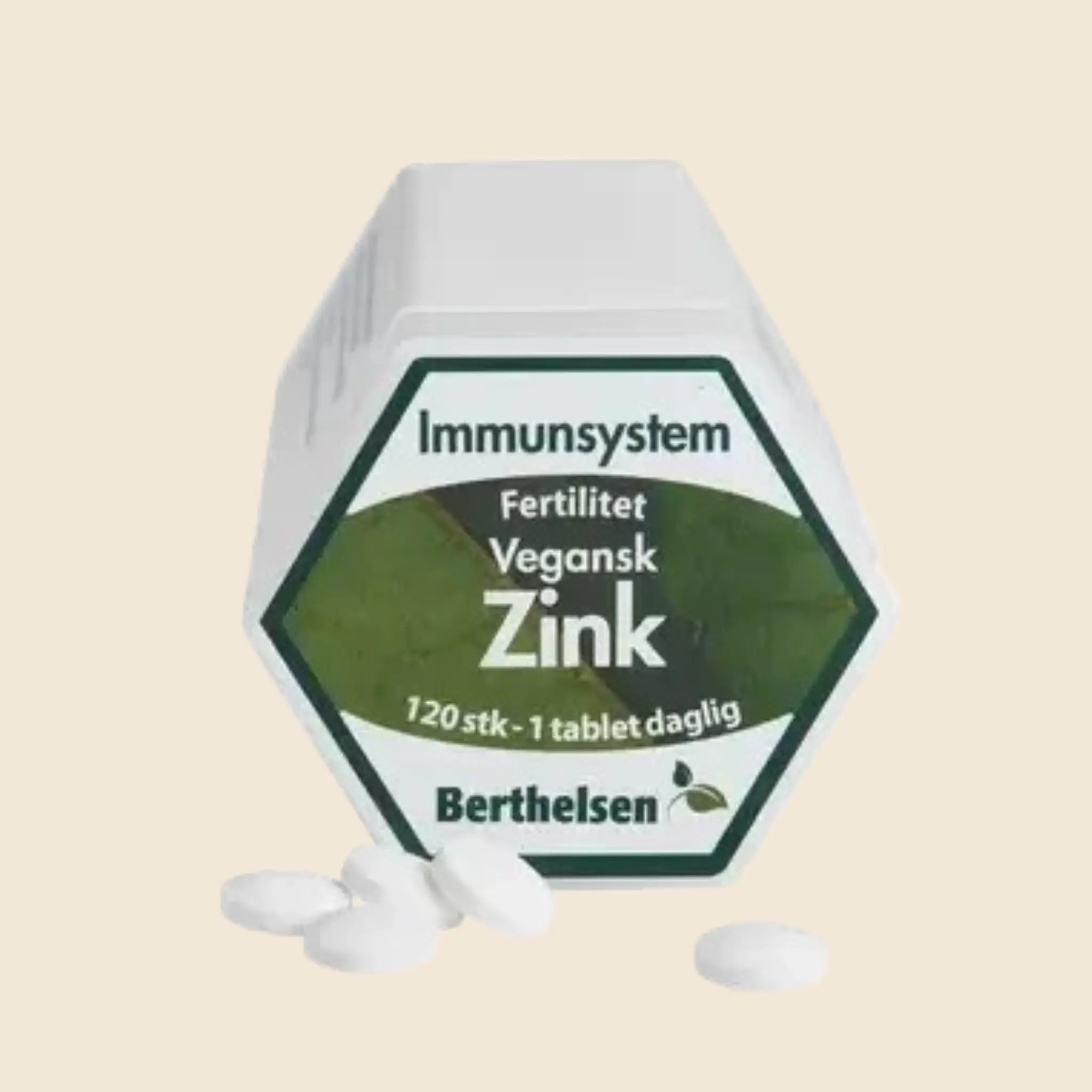 Berthelsen Naturlig Zink - Vegansk Fertilitetskosttilskud 120 Tabletter