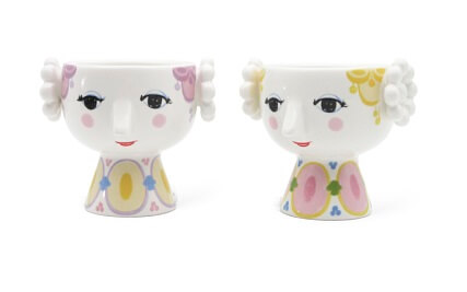 Bjørn Wiinblad Eva Fyrfadsstage 2 Stk - Gul og Lavendel