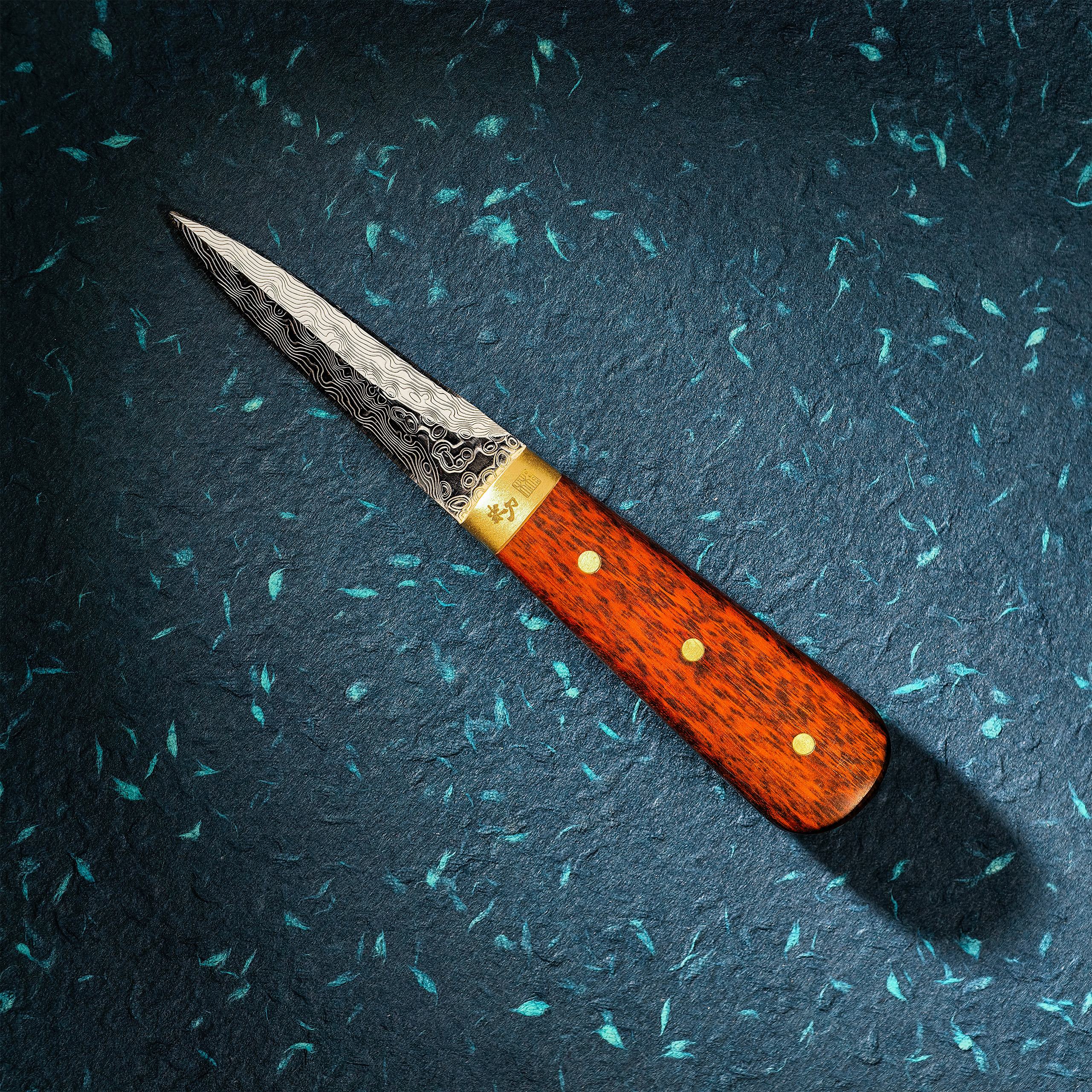 Damaskusstål Østerskniv med Slangeskæfthåndtag – Eksklusiv!