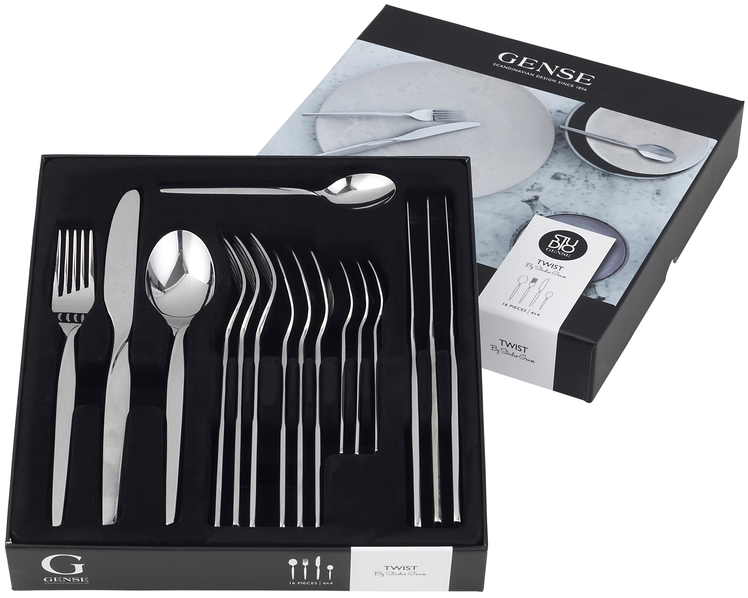 Gense Twist Bestiksæt 16 Dele i Blank Stål - Stilfuldt Design