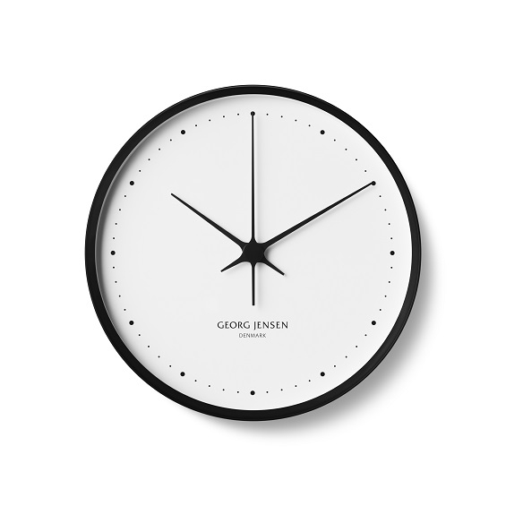 Georg Jensen Hk Ur 30 Cm Vægur Sort Med Hvid Skive