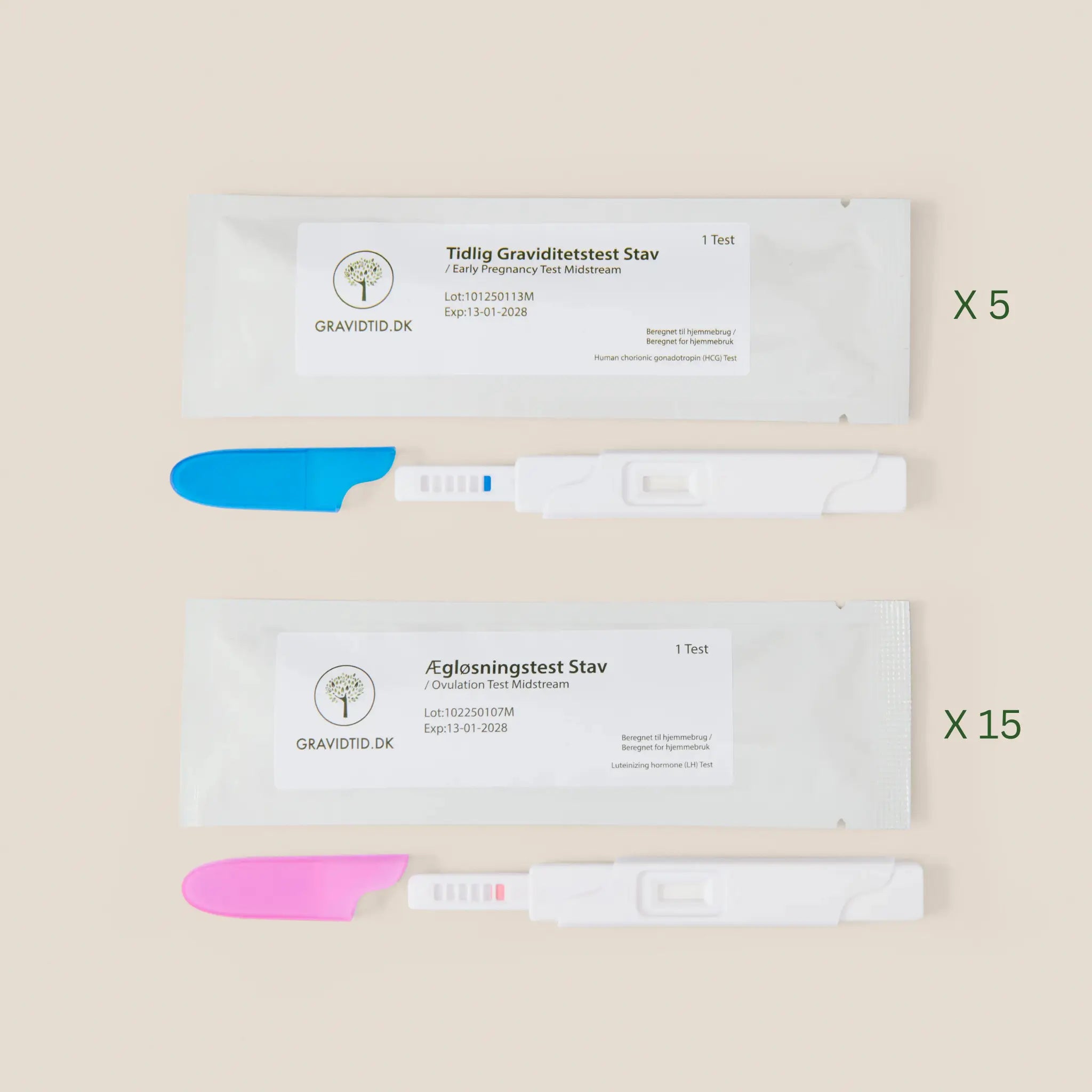 Graviditetstestpakke med 15 ægløsningstests - Spar 15%