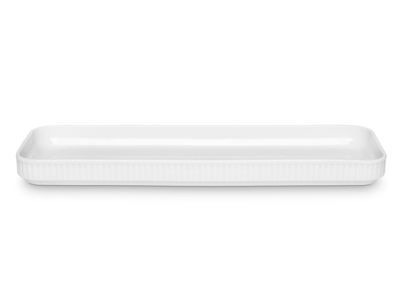 Pillivuyt Plissé Fad - Rektangulært Hvidt 36 x 12 cm