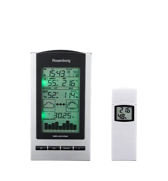 Rosenborg Vejrstation i Stor Sølv - Elegant og Funktionel