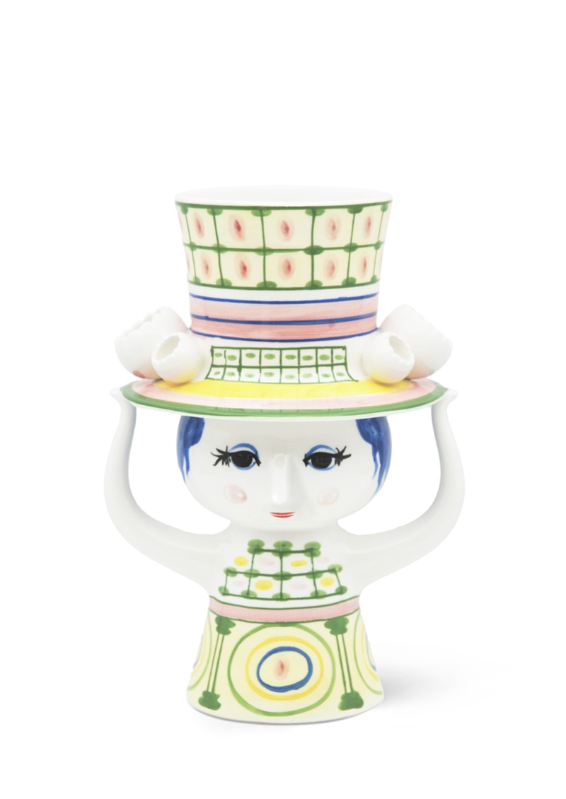 Bjørn Wiinblad Vase Lady With Hat Vase Grøn H24 5 Cm
