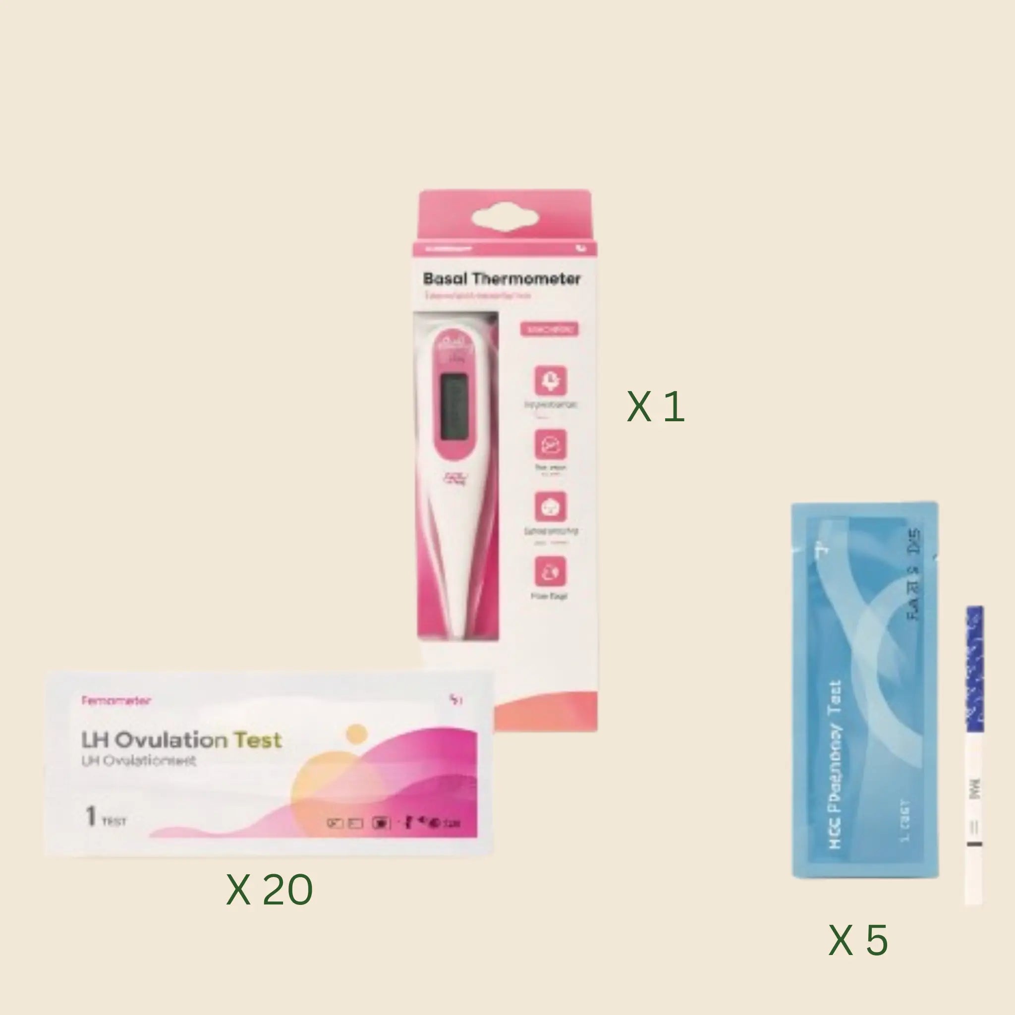 Femometer ægløsningstest Strimmel 20 Stk    Femometer Graviditetstest Strimmel 5 Stk   Femometer Vinca Lite Termometer