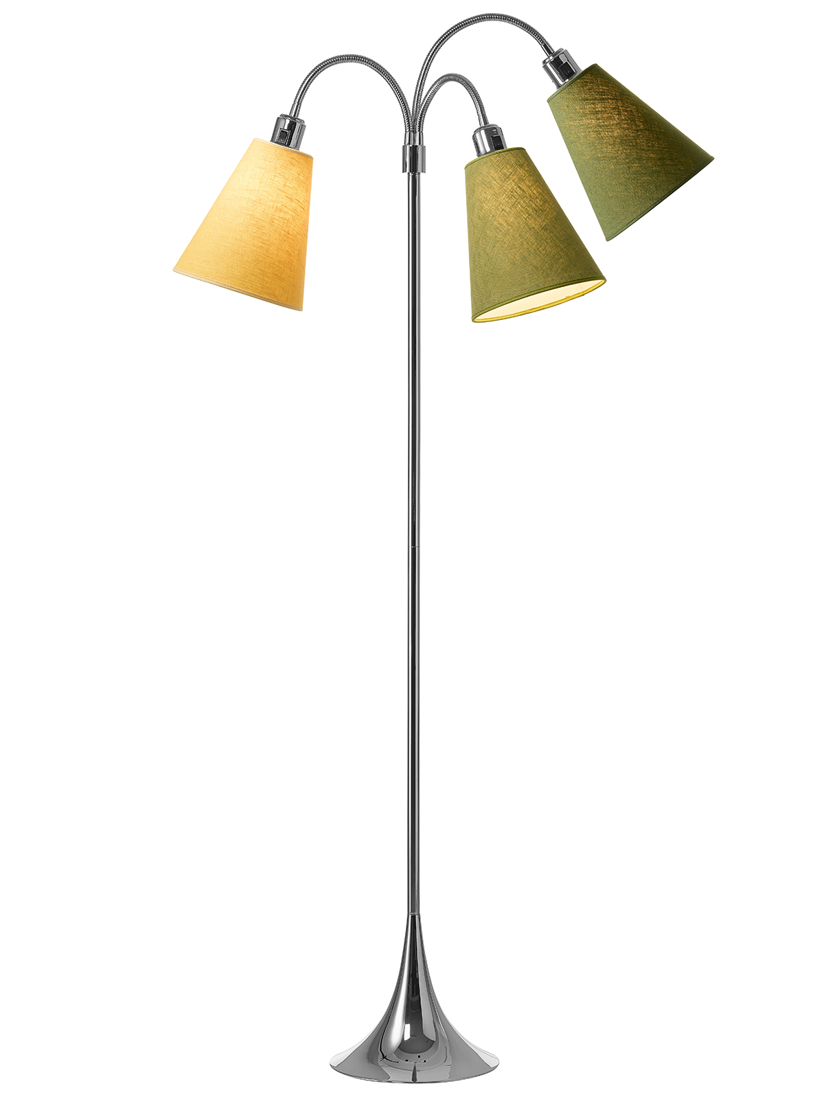 Trafik Gulvlampe Krom  M Ananasgul  Lys Armygrøn Og Mørk Armygrøn Skærme