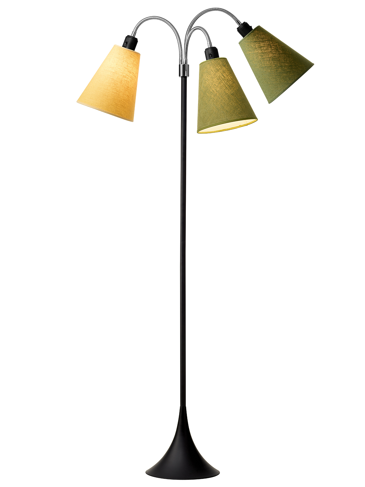 Trafik Gulvlampe Sort  M Ananasgul  Lys Armygrøn Og Mørk Armygrøn Skærme