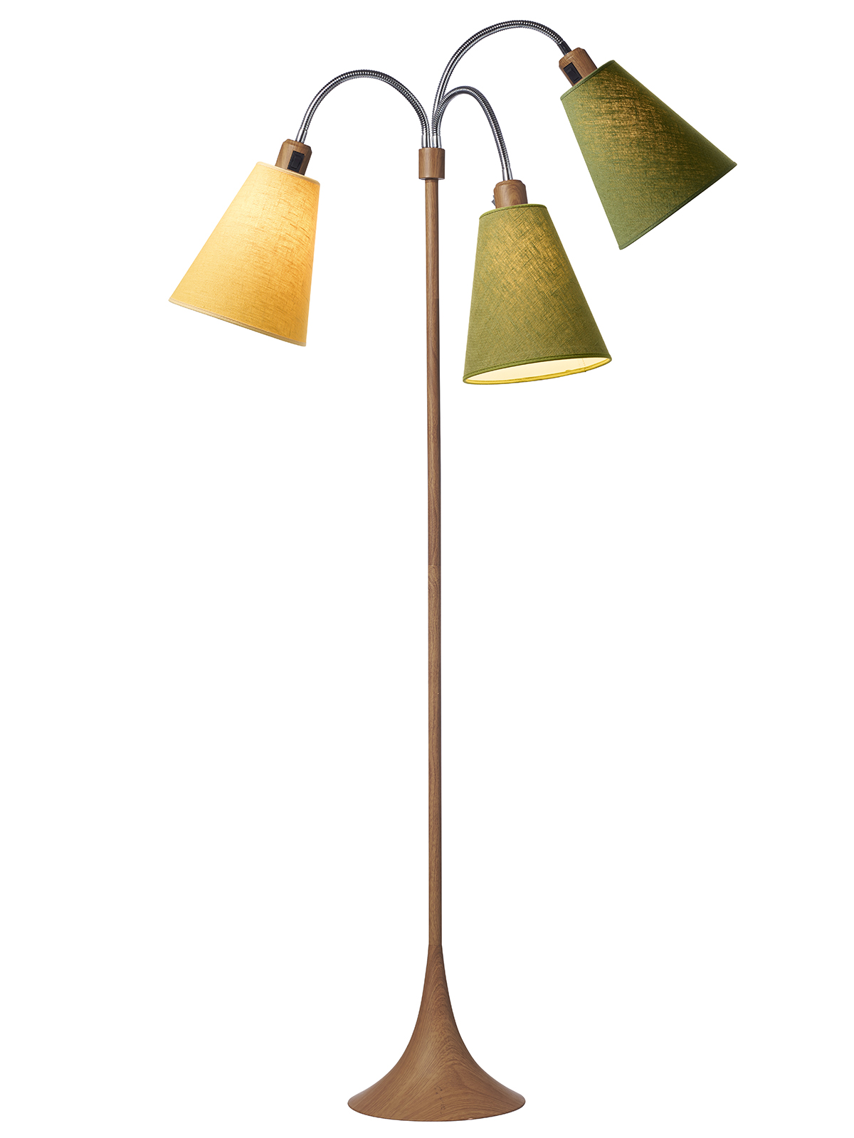 Trafik Gulvlampe Trælook  M Ananasgul  Lys Armygrøn Og Mørk Armygrøn Skærme