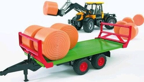 Bruder   Halmballe Transport Trailer Med 8 Rundballer   02220
