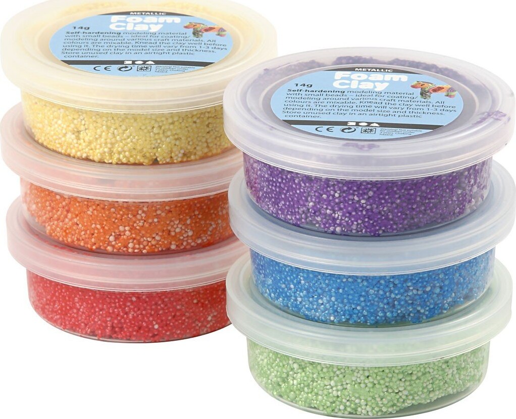 Foam Clay   Metallic   Modellervoks Sæt   6x14 G