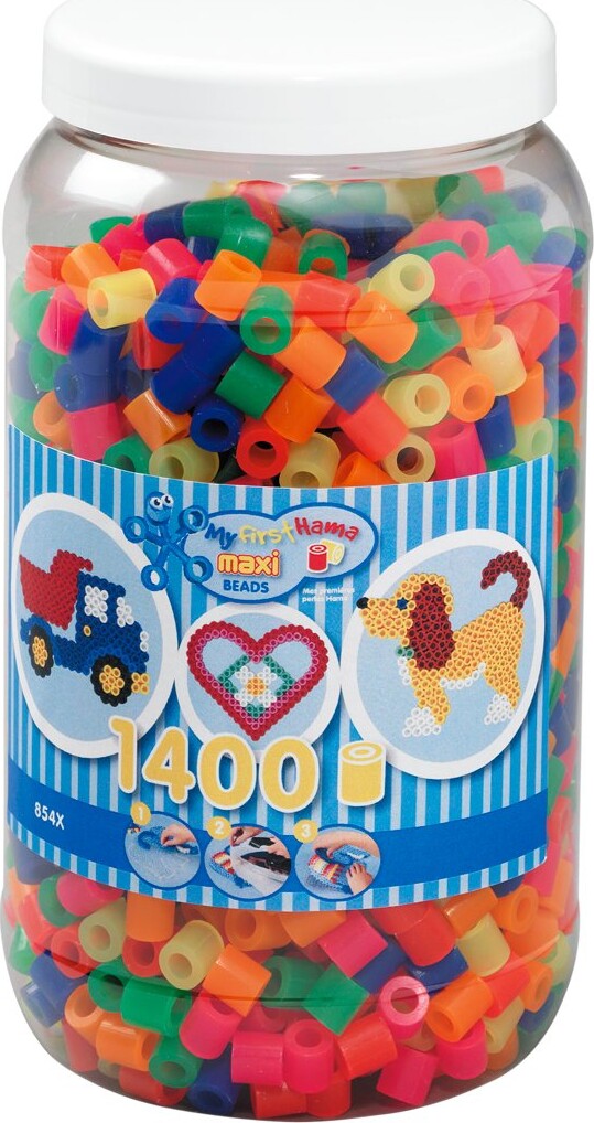 Hama Maxi Perler   Neon Mix 51   1 400 Perler   8542