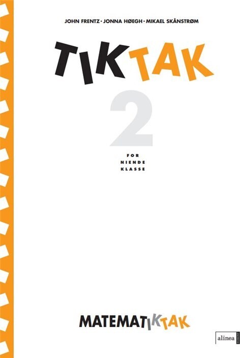 Matematik Tak 9 Kl  Tik Tak 2   Jonna Høegh   Bog
