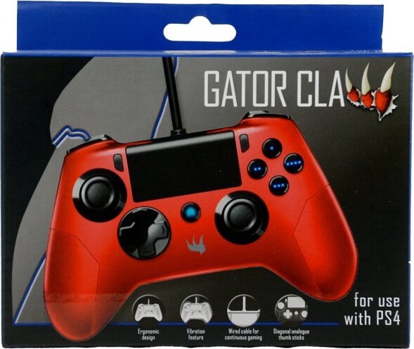 Ps4   Playstation 4 Controller   Kablet   Gator Claw   Rød